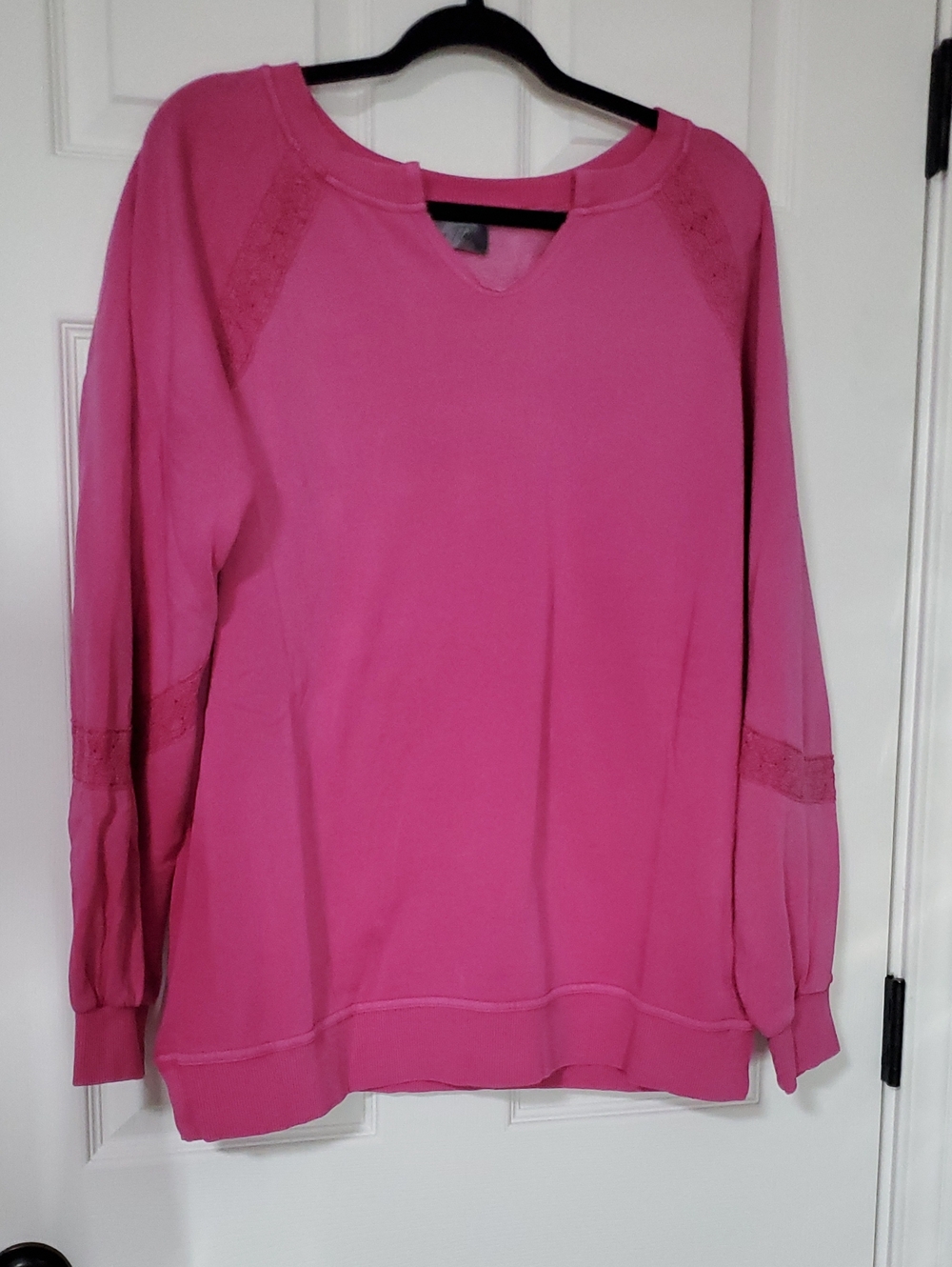 Filly Flair Hot Pink Lace-Detail Pullover Sweatshirt